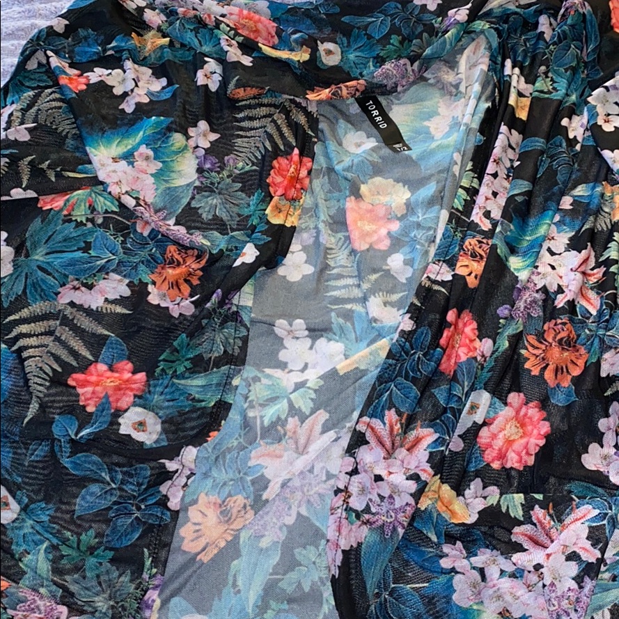 Torrid Dark Tropic Mesh Kimono